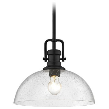 Seeded Glass Black Pendant Light 13-Inch Wide