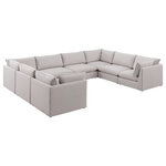 Meridian Furniture - Mackenzie Linen Textured Fabric 8-Piece Modular U-Shaped Sectional, Beige - Mix and match the pieces from the Mackenzie series to create a beautiful seating group that's perfect for the whole gang. These exceptionally crafted sofas, sectionals, and other components are meant to be put together into an infinite number of configurations based on your particular needs and space requirements. Each is upholstered from top to bottom in soft durable linen textured in your choice of colors. Attach the pieces of your choice easily thanks to the included attachment latches.