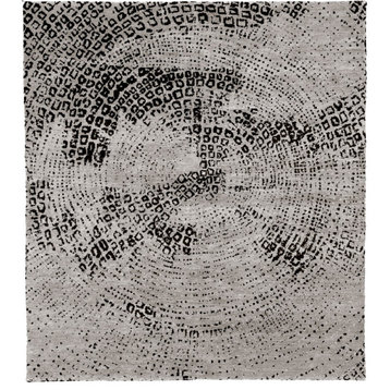 Fragmented A Mohair Hand Knotted Tibetan Rug, 5'x8'