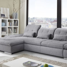 Modern Leather Light Grey Fabric Sectional