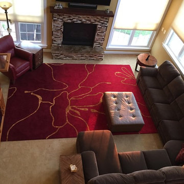 Two-Story Family Room - Made Warm and Cozy