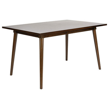 Modern Dining Table, Classic Design With Sleek Legs & Rectangular Top, Walnut
