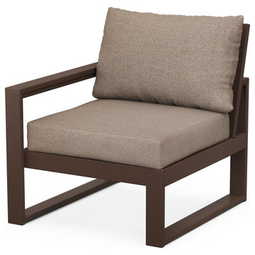EDGE Modular Left Arm Chair, Mahogany / Spiced Burlap