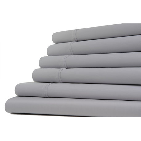 Kathy Ireland Home 1200 Thread Count 6 Piece Sheet Sets, 6 Colors, Gray, Queen