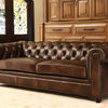 Tuscan Tufted Top Grain Leather Sofa, Brown