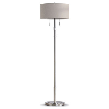 The Grande 55"~66"H Adjustable Floor Lamp_Brushed Nickel, Drum_tan Shade