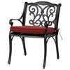 Cast Aluminium Dining Chairs With Cushions and Olefin Fabric, Set of 2, Red
