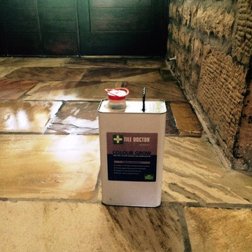 Milling and Sealing a Large Indian Sandstone Tiled Floor Near Lancaster