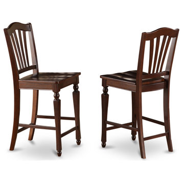 Set of 2 Chairs Chelsea Stools With Wood Seat, 24" Seat Height