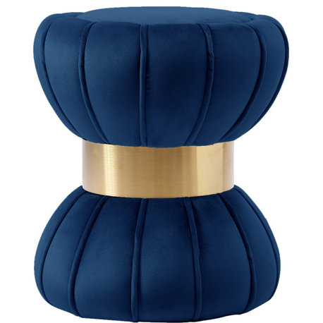 Vino Velvet Upholstered Ottoman/Stool, Navy