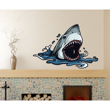 Shark Vinyl Wall Decal SharkUScolor006; 12 in.