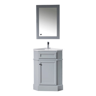 Stufurhome Hampton White 27 inch Corner Bathroom Vanity with