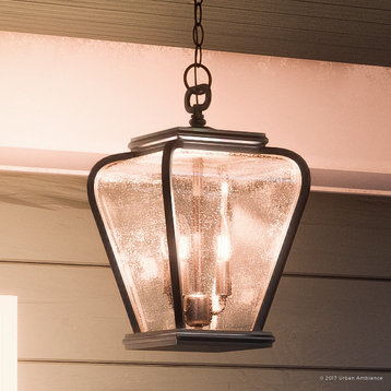 Luxury French Country Black Outdoor Pendant Light, UQL1204, Florence Collection
