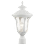 Livex Lighting - Textured White Traditional, Victorian, Sculptural, Outdoor Post Top Lantern - From the Oxford outdoor lantern collection, this traditional cast aluminum single-light medium post top lantern design will add curb appeal to any home. It features handsome, antique styling and decorative elements. Clear water glass casts an appealing light and lends to its vintage charm. The well-crafted ornamental details are all finished in a textured white. With superb craftsmanship and affordable price, this fixture is sure to tastefully indulge your senses.
