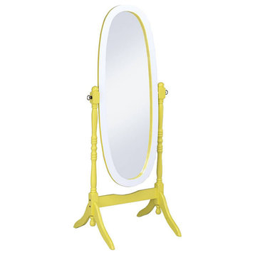 Yellow Oval Cheval Standing Solid Wood Mirror