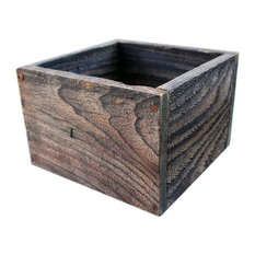 Square Rustic Farm Planters Box, Tall Version, Aged Rustic, 5"