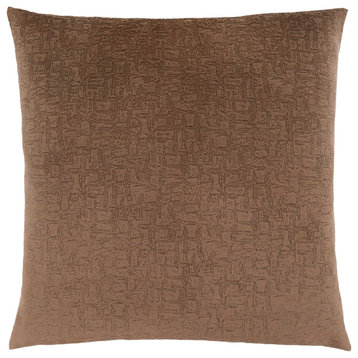 18" X 18" Brown Velvet Polyester Mosaic Zippered Pillow