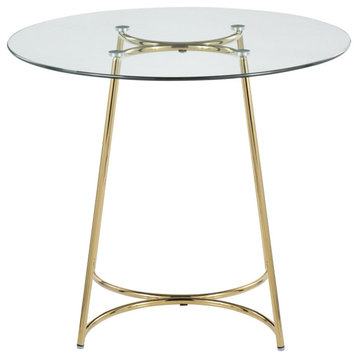 Cece Dinette Table, Gold Steel, Clear Glass
