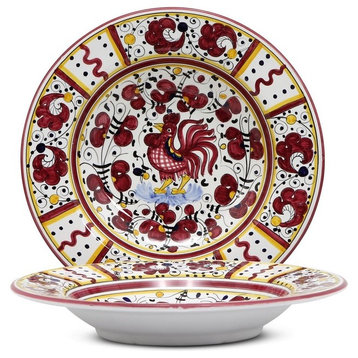 Orvieto Red Rooster Rim Pasta Soup Bowl
