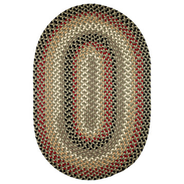 Santa Maria Traditional Braided Rug Forest Green 7'x9' Oval
