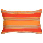 Pillow Decor Ltd. - Pillow Decor - Sunbrella Bravada Salsa Outdoor Pillow, 12" X 20" - Wow, this pillow features and eye catching combo of wide horizontal stripes in red and orange. Versatile rectangular shape adds comfort to a chair or chaise lounge. Sunbrella's beautiful line of outdoor fabrics make these outdoor pillows stylish and practical. Coordinates easily with the other patterns and solids in the series.