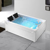 LED Acrylic Solid Surface Whirlpool Bathtub Rectangle White Soaking bathtub, 73"