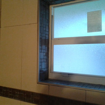 Inside  shower window and wall