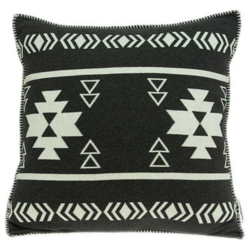 HomeRoots 20" x 7" x 20" Southwest Black Cotton Pillow Cover With Poly Insert
