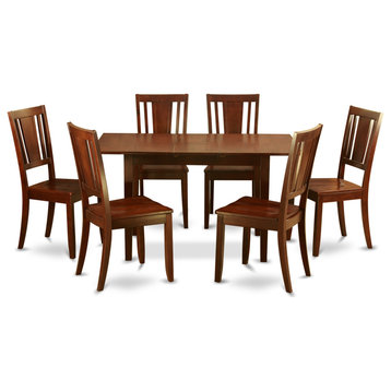7 Pc Kitchen Dining Tables Set - Table With Leaf And 6 Dining Chairs