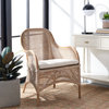 Livie Rattan Accent Chair With Cushion Grey Whitewash/ White