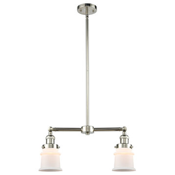 Small Canton 2-Light Chandelier, Polished Nickel, Matte White