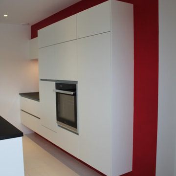 Cuisine mélaminé blanc et bois