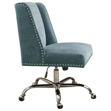 Draper Office Chair Aqua, Chrome Base, 24W X 27.25D X 36.25, 40.25H, Chrome