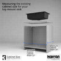 Karran Top Mount 33" Single Bowl Quartz Workstation Kitchen Sink, Black