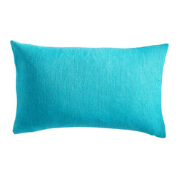EUROPEAN FLAX LINEN PILLOW COVER &ndash; TURQUOISE KIDNEY - Decorative Pillows