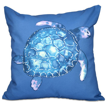 Sea Turtle, Animal Print Outdoor Pillow, Blue, 20"x20"