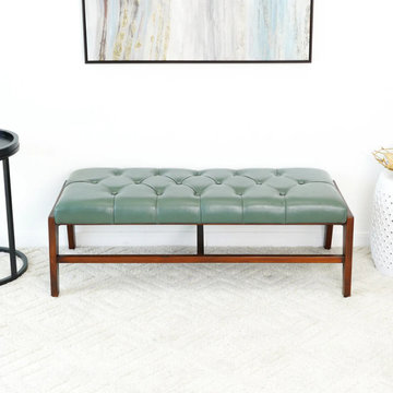 Green Leather Bench Hammond