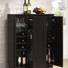 Contemporary Bar Cabinet in Dark Brown Finish