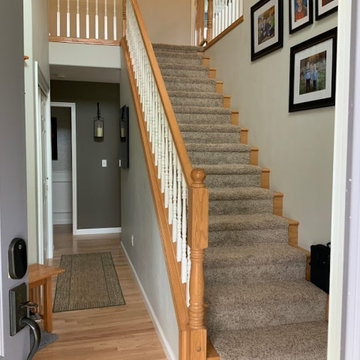 Modern Stair remodel and wainscot B4 photo