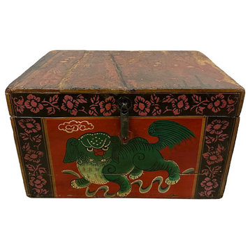 Consigned Early 20th Century Antique Chinese Wooden Painted Box