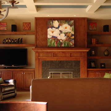 Midcentury Transitional Living Room Television Installation