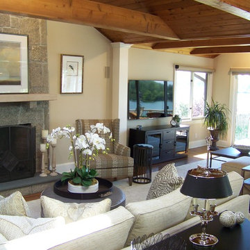 Multi-Seating Open Living Plan In Warm Neutral Tones