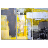 Designart 'Gray and Yellow Blur Abstract' Abstract Canvas Art Print, 36"x28"