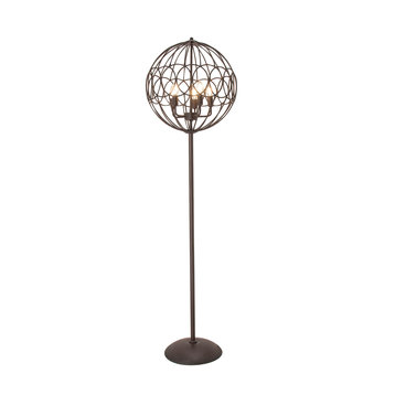 Modern 66"x19" Round Black Iron Cage Floor Lamp