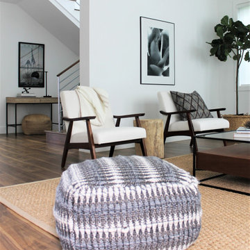 Gray Pouf in Urban Farmhouse Space