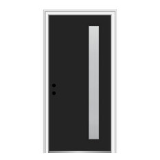 36"x80" 1-Lite Frosted RH-Inswing Painted Fiberglass Front Door, 6-9/16" Frame
