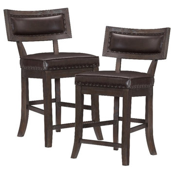 Lexicon Oxton Counter Height Dining Chair in Espresso Faux Leather (Set of 2)