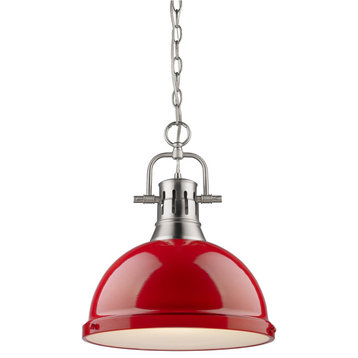 Golden Lighting 3602-L PW-RD Duncan 1 Light Pendant With Chain, Pewter