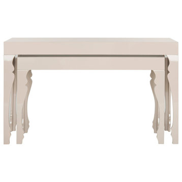 Safavieh Beth French Leg Lacquer Stacking Console Tables, Taupe, 2-Piece Set