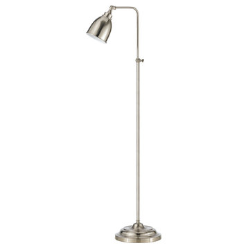Pharmacy Floor Lamp with Adjusted Pole, Brushed Steel Finish, Brushed Steel